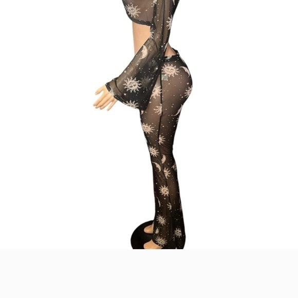 Black Sheer Celestial Two-Piece Set - Picture 3 of 3